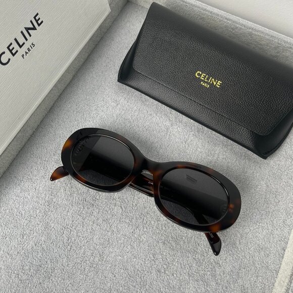 Celine Accessories - Celine Triomphe Oval Tortoise Sunglasses